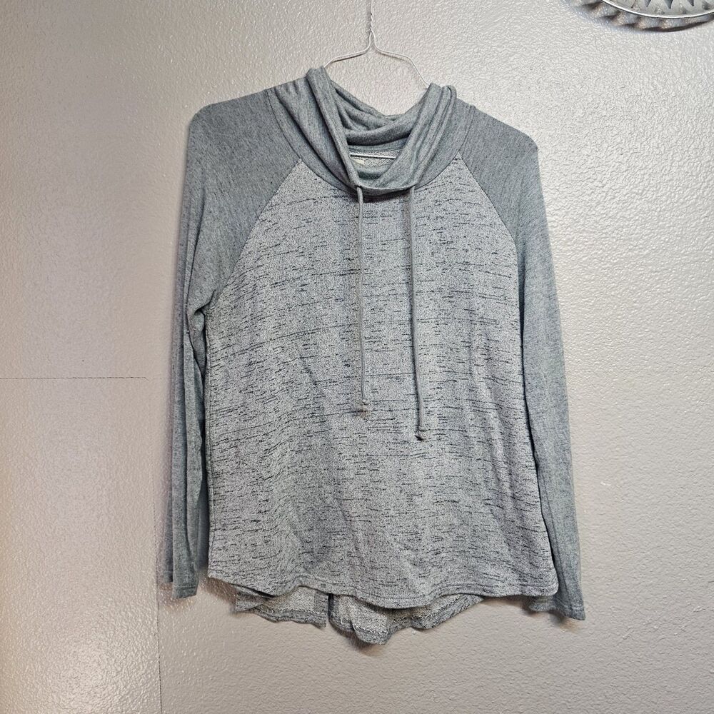 Lucky Brand Live In Love XL Gray Cowl Neck Tunic Top Long Sleeve Boho Cozy GG811